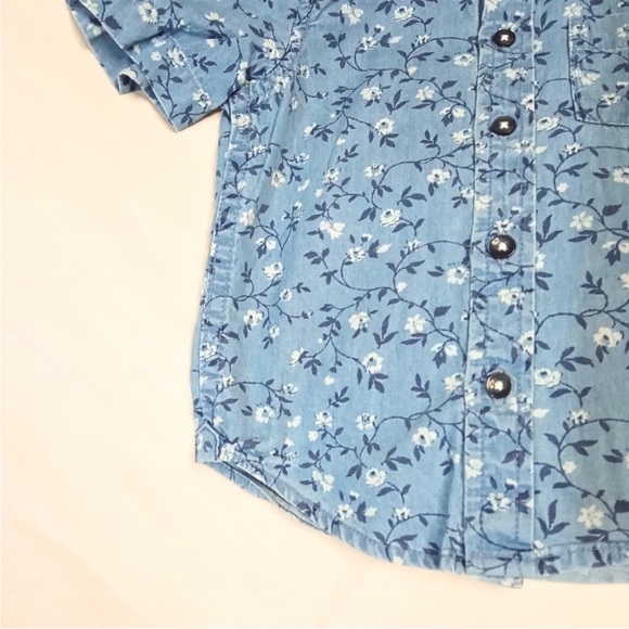 Janie and Jack Denim Blue Floral Shirt - Picture 3 of 8